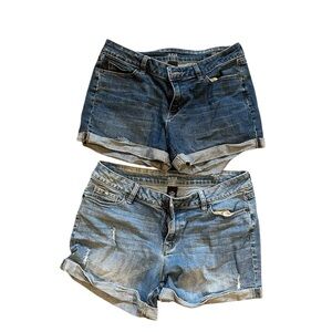 a.n.a Dark and Light Blue Jean Shorts